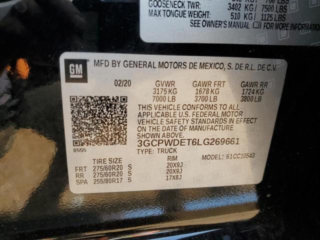 2020 CHEVROLET SLVRD 1500 3GCPWDET6LG269661