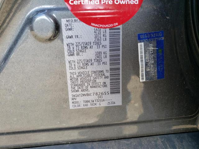 5N1AT2MV8KC782655 Nissan ROGUE S