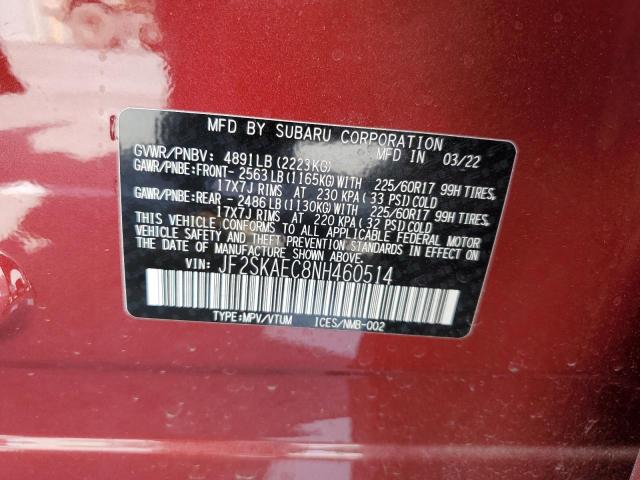 JF2SKAEC8NH460514 Subaru Forester Premium