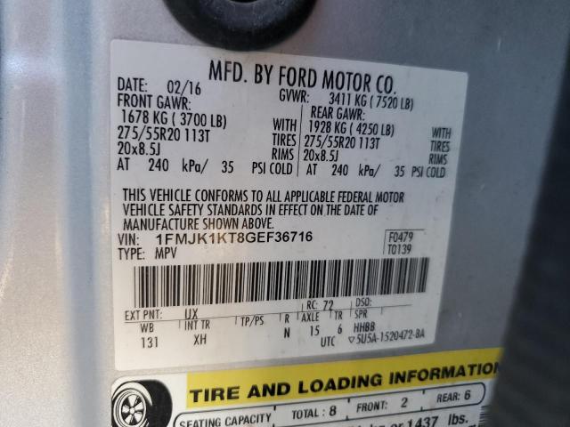 1FMJK1KT8GEF36716 Ford Expedition El Limited