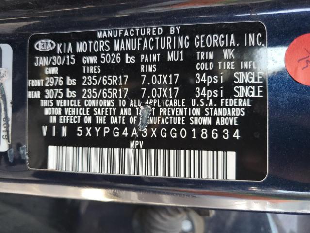 5XYPG4A3XGG018634 KIA SORENTO LX