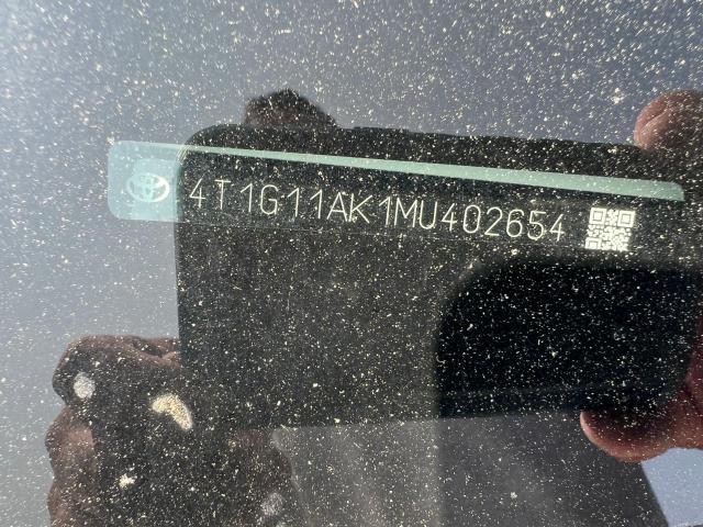 Auction sale of the 2021 TOYOTA CAMRY , vin: 4T1G11AK1MU402654, lot number: 54350163