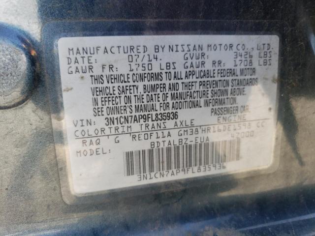3N1CN7AP9FL835936 Nissan VERSA S