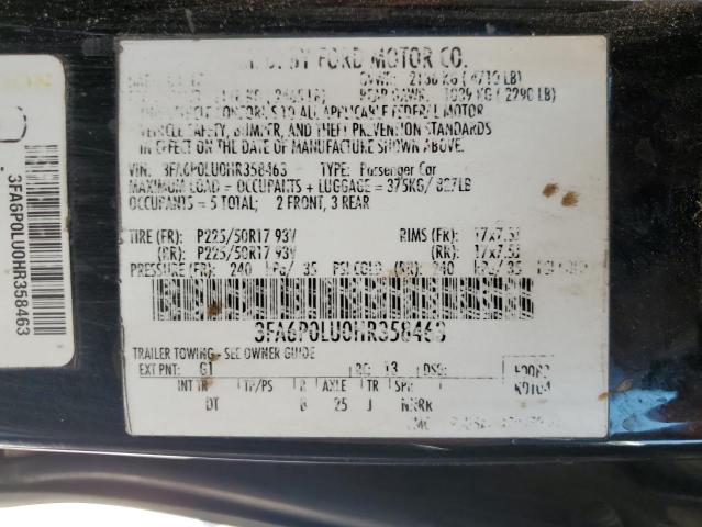 3FA6P0LU0HR358463 Ford Fusion Se Hybrid