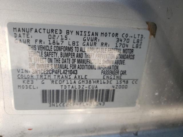 3N1CE2CP4FL421043 Nissan Versa Note S