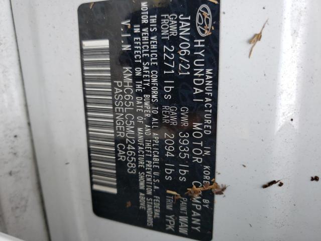2021 HYUNDAI IONIQ BLUE - KMHC65LC5MU246583