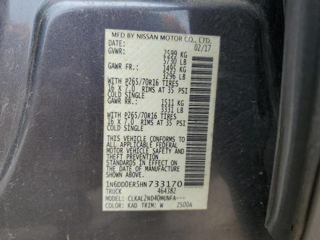1N6DD0ER5HN733170 Nissan FRONTIER S