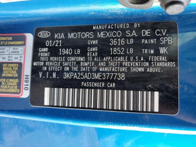 3KPA25AD3ME377738 KIA RIO S