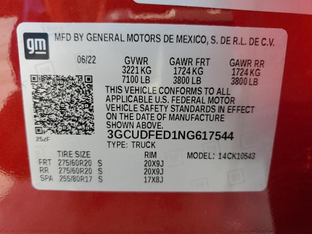 3GCUDFED1NG617544 Chevrolet All Models SILVERADO 12