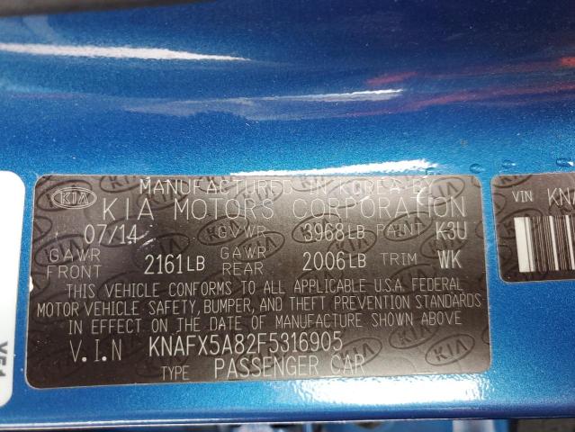 KNAFX5A82F5316905 KIA FORTE EX