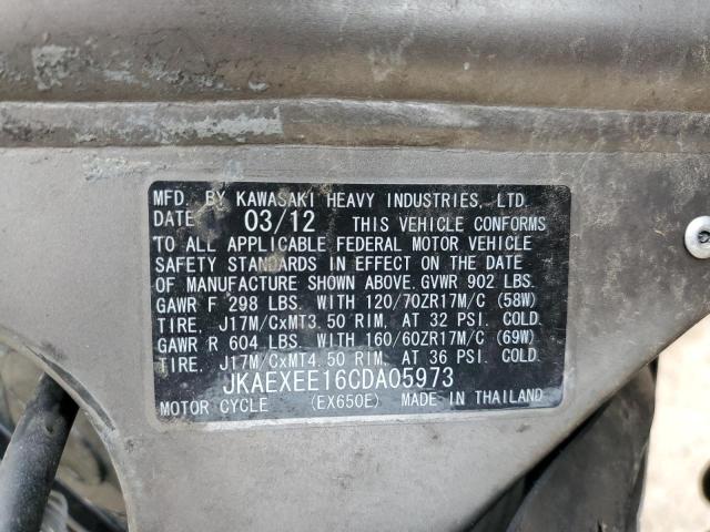 2012 KAWASAKI NINJA 650 - JKAEXEE16CDA05973
