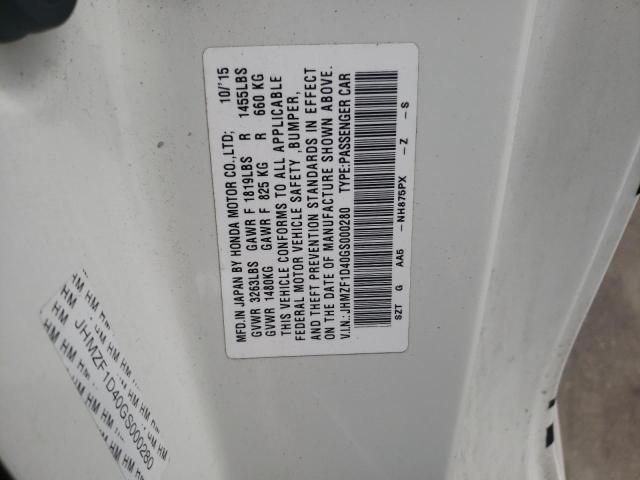 2016 HONDA CR-Z JHMZF1D40GS000280