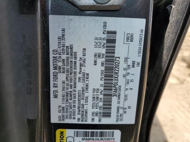 3FA6P0LUXJR220273 2018 FORD FUSION - Image 12