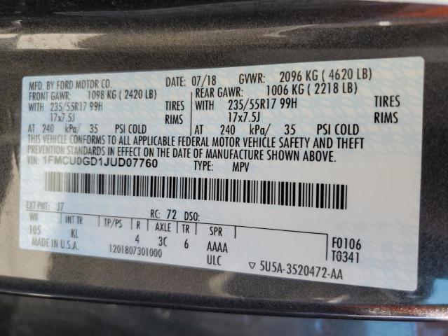 1FMCU0GD1JUD07760 Ford ESCAPE SE
