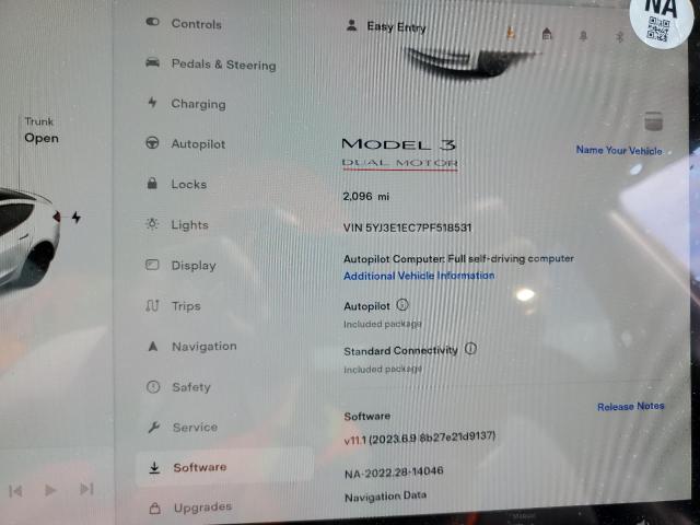 5YJ3E1EC7PF518531 Tesla MODEL 3