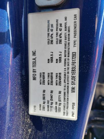 5YJ3E1EB3LF617283 Tesla MODEL 3