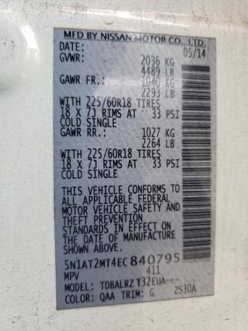 5N1AT2MT4EC840795 Nissan ROGUE S