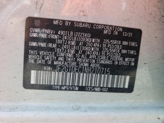 JF2GTDEC1NH210715 Subaru Crosstrek Premium