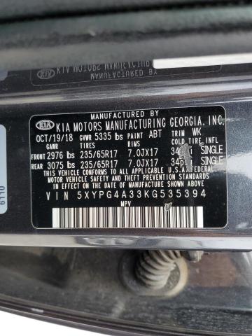 5XYPG4A33KG535394 KIA SORENTO L
