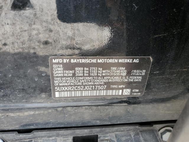 VIN: 5UXKR2C52J0Z17507 Auction: COPART Lot: 51146153 Location: TN - KNOXVILLE 5UXKR2C52J0Z17507 BMW X5 2018 BLACK Photo 13
