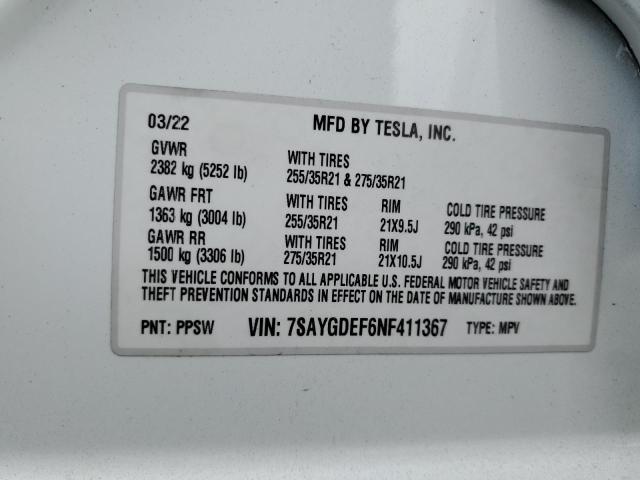 7SAYGDEF6NF411367 Tesla Model Y