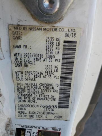 1N6AD0CU3JN766698 Nissan Frontier Sv