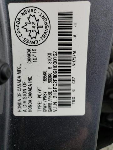 2016 HONDA CIVIC EX - 2HGFC2F80GH000162