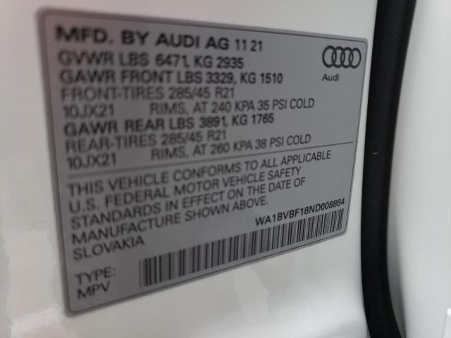 2022 AUDI Q8 PREMIUM - WA1BVBF18ND008864