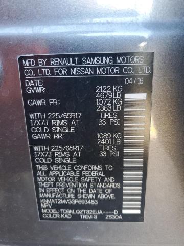 KNMAT2MV3GP693483 Nissan ROGUE S