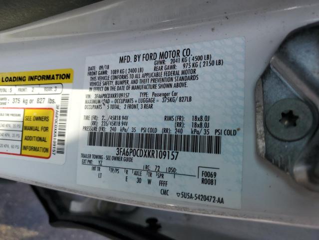 3FA6P0CDXKR109157 Ford FUSION SEL
