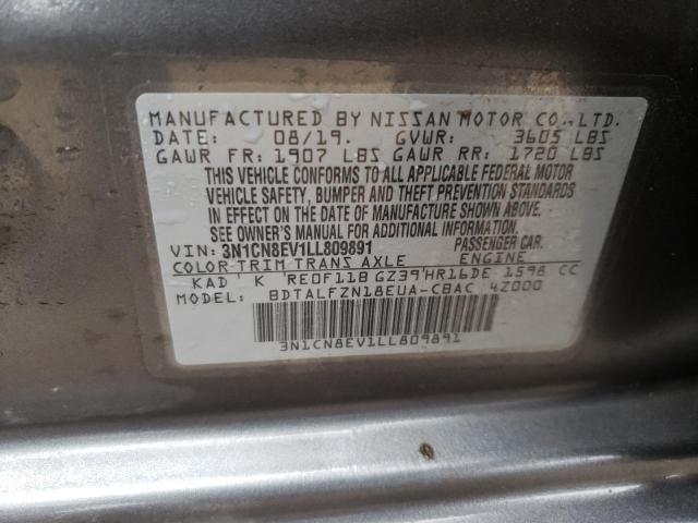 3N1CN8EV1LL809891 Nissan VERSA SV