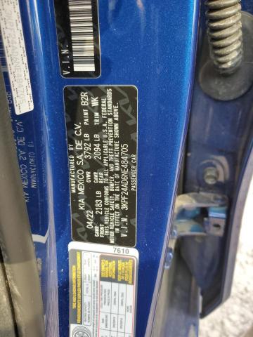 3KPF24AD6NE484705 KIA FORTE FE