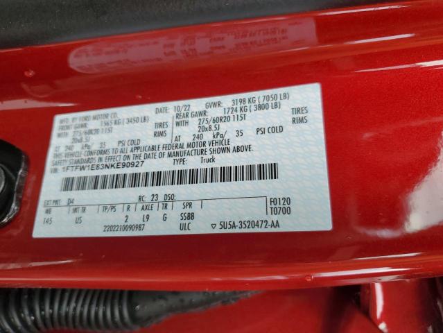 1FTFW1E83NKE90927 Ford F150 Supercrew