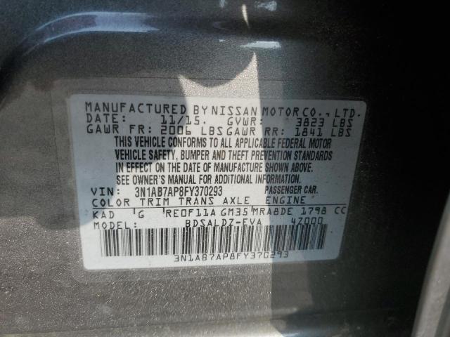 3N1AB7AP8FY370293 | 2015 NISSAN SENTRA S