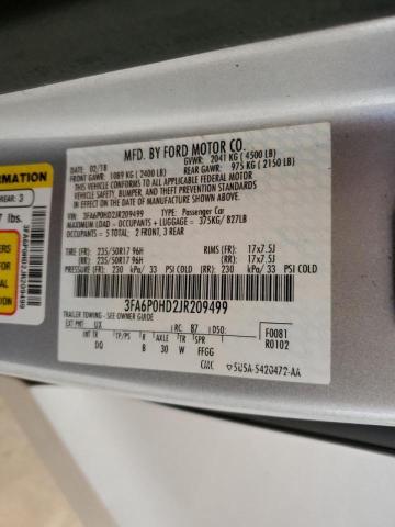 3FA6P0HD2JR209499 Ford FUSION SE