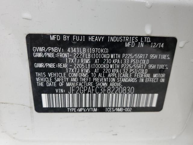 JF2GPAFC3F8220830 Subaru Xv Crosstrek 2.0 Premium