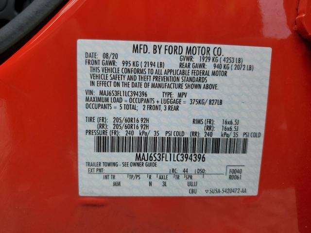 MAJ6S3FL1LC394396 Ford ECOSPORT S