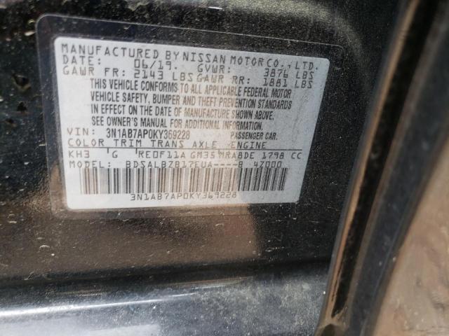 3N1AB7AP0KY369228 | 2019 NISSAN SENTRA S