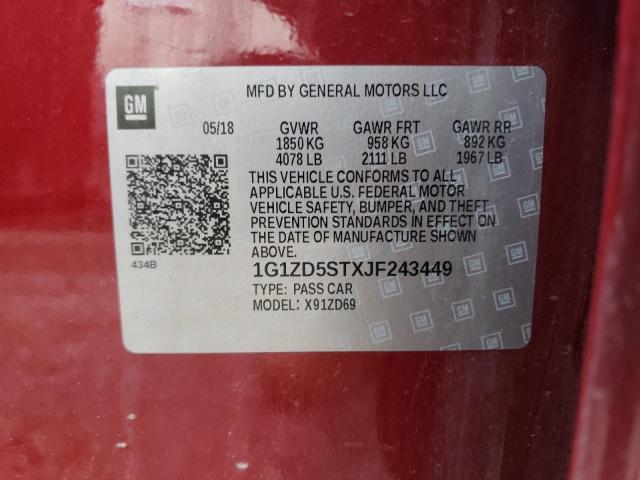 2018 CHEVROLET MALIBU LT - 1G1ZD5STXJF243449