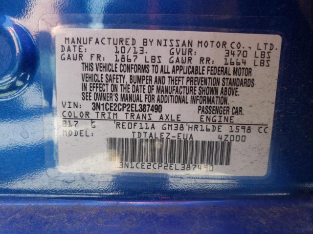 3N1CE2CP2EL387490 Nissan Versa Note S