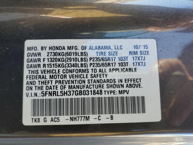 2016 HONDA ODYSSEY SE - 5FNRL5H37GB031848
