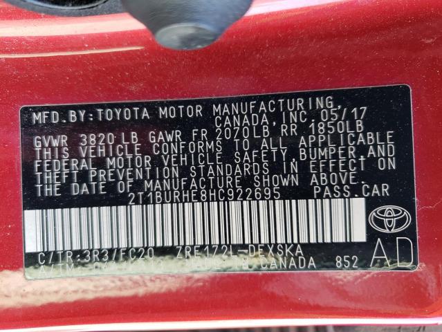 2017 TOYOTA COROLLA L - 2T1BURHE8HC922695