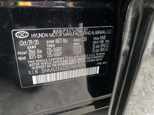 5NMS23AD0LH299595 Hyundai Santa Fe Se