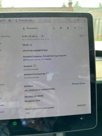 5YJ3E1EA6MF871501 Tesla MODEL 3