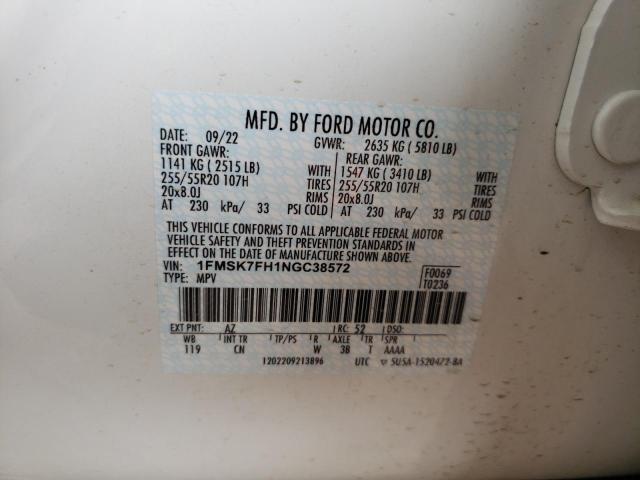 1FMSK7FH1NGC38572 Ford Explorer Limited