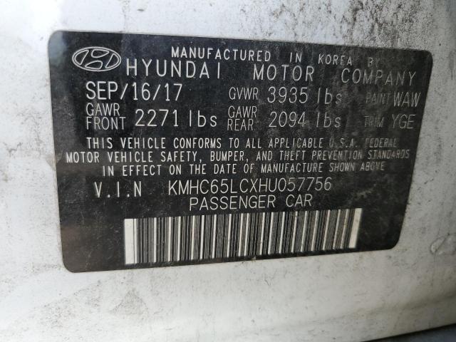 2017 HYUNDAI IONIQ BLUE - KMHC65LCXHU057756