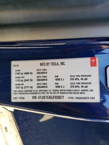 5YJ3E1EA5JF039577 Tesla MODEL 3