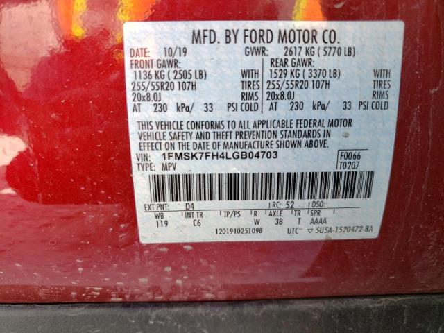 1FMSK7FH4LGB04703 Ford Explorer Limited