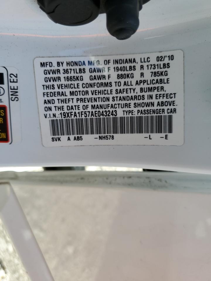 19XFA1F57AE043243 2010 Honda Civic Lx