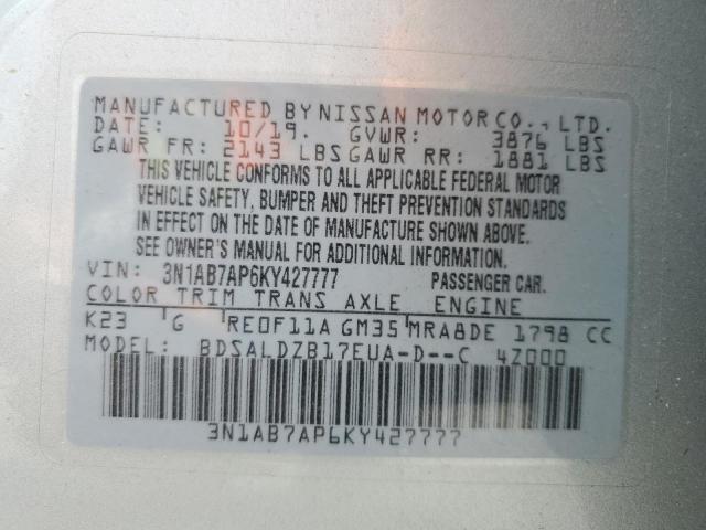 2019 NISSAN SENTRA NIS 3N1AB7AP6KY427777